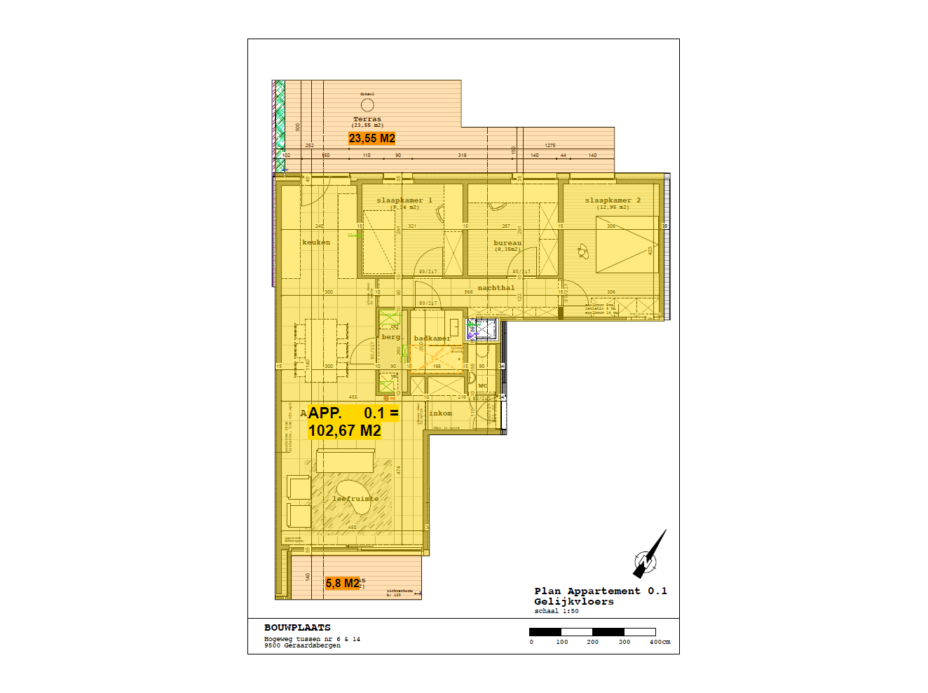 Grondplan Appartement 0.1
