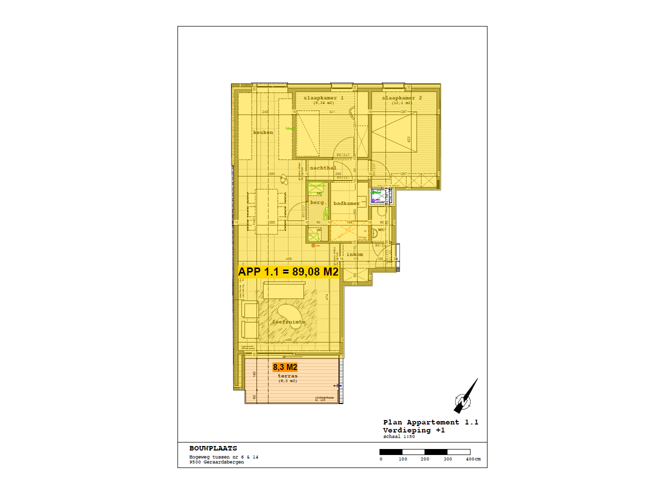 Grondplan Appartement 1.1