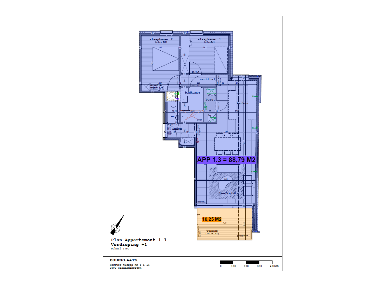 Grondplan Appartement 1.3