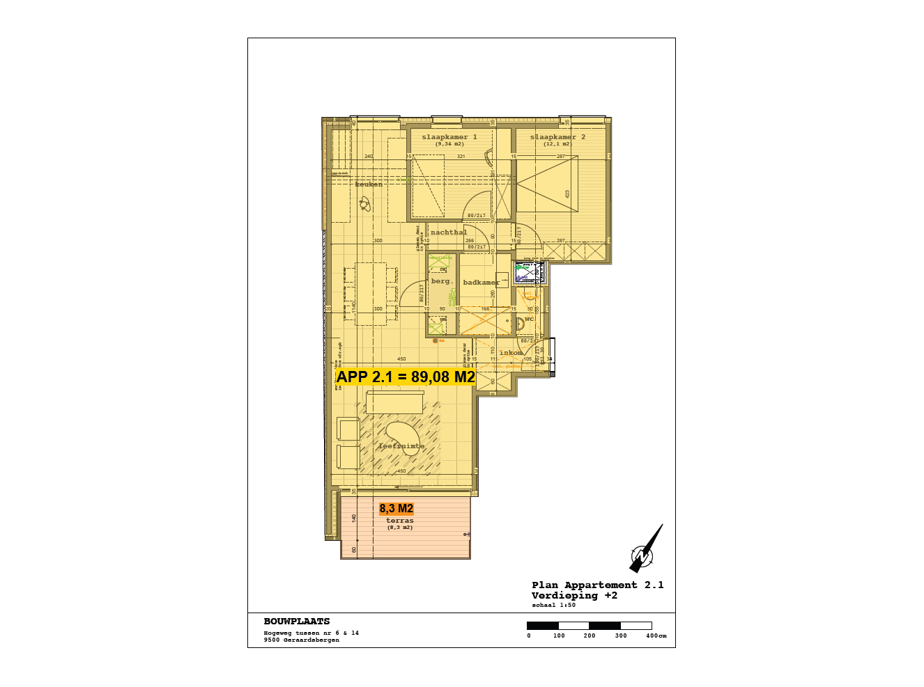 Grondplan Appartement 2.1