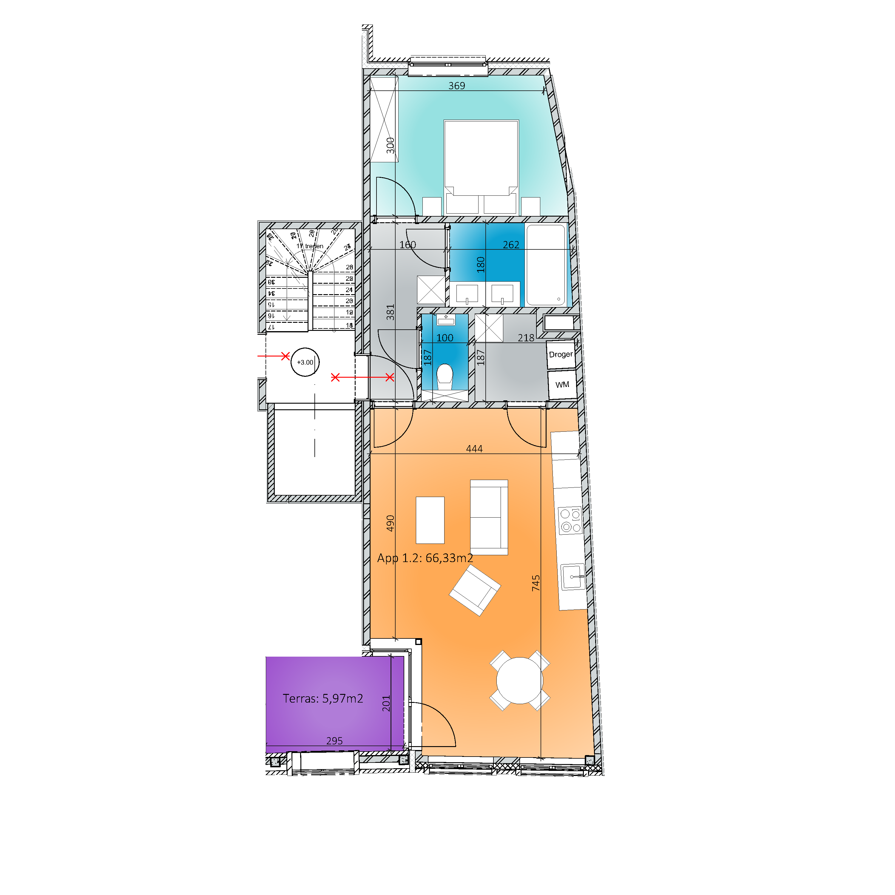 Grondplan Appartement 1.2
