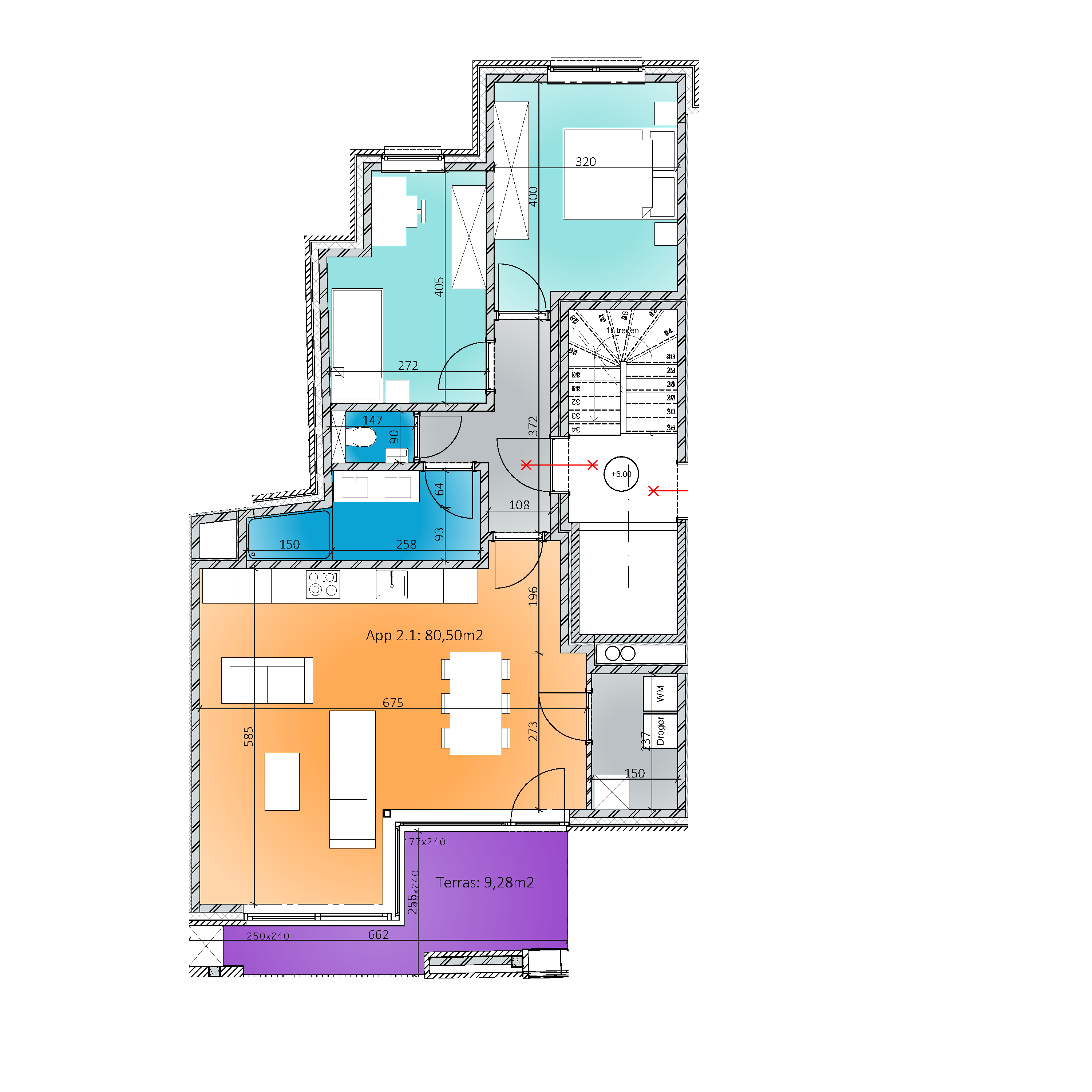 Grondplan Appartement 2.1