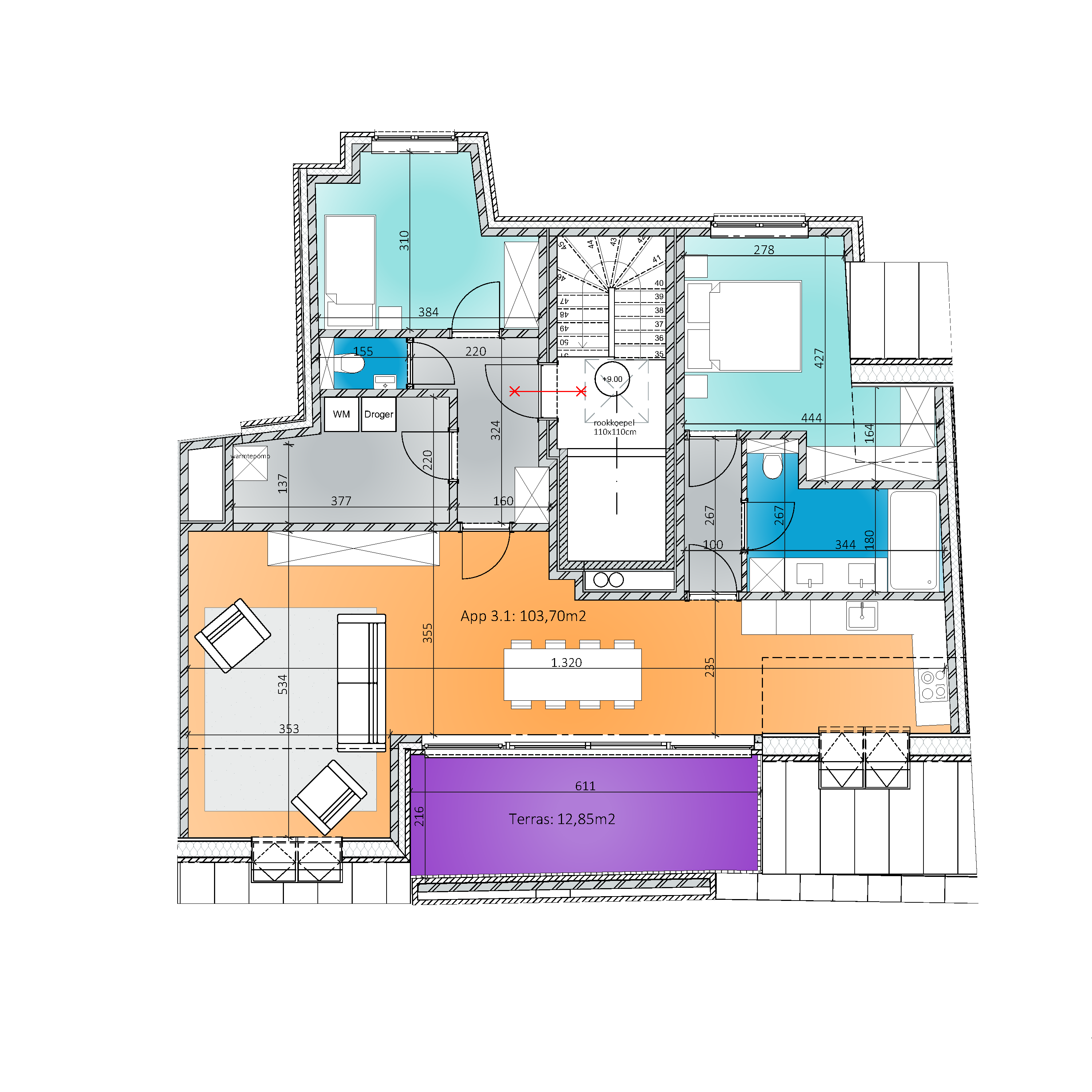 Grondplan Appartement 3.1